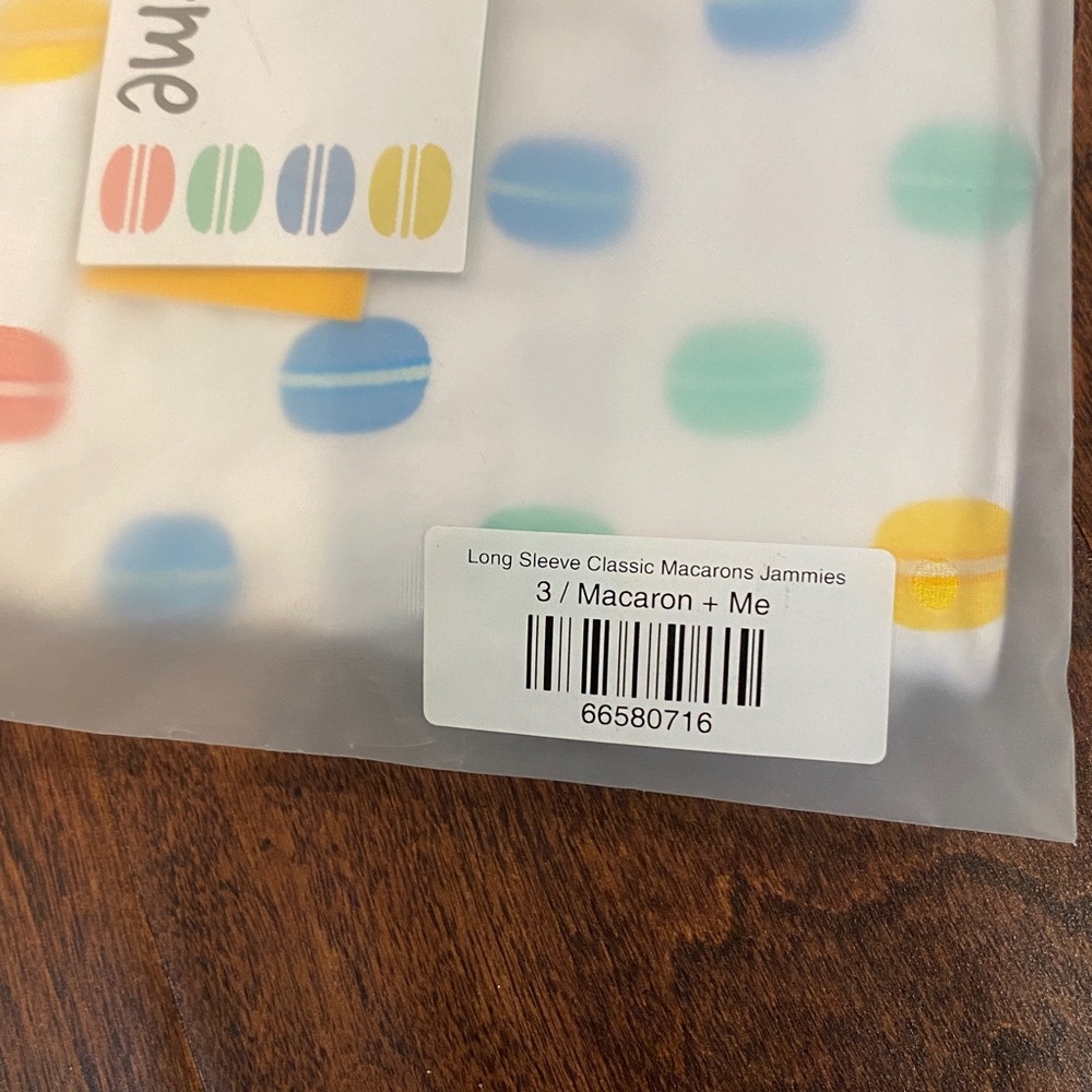 Macaron + Me Bamboo Classic Macarons Long Sleeve Pajama Set 3T NWT - Picture 2 of 3